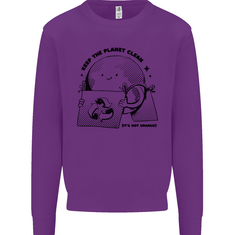 Funny Climate Change Keep the Planet Clean Kids Sweatshirt Jumper Purple