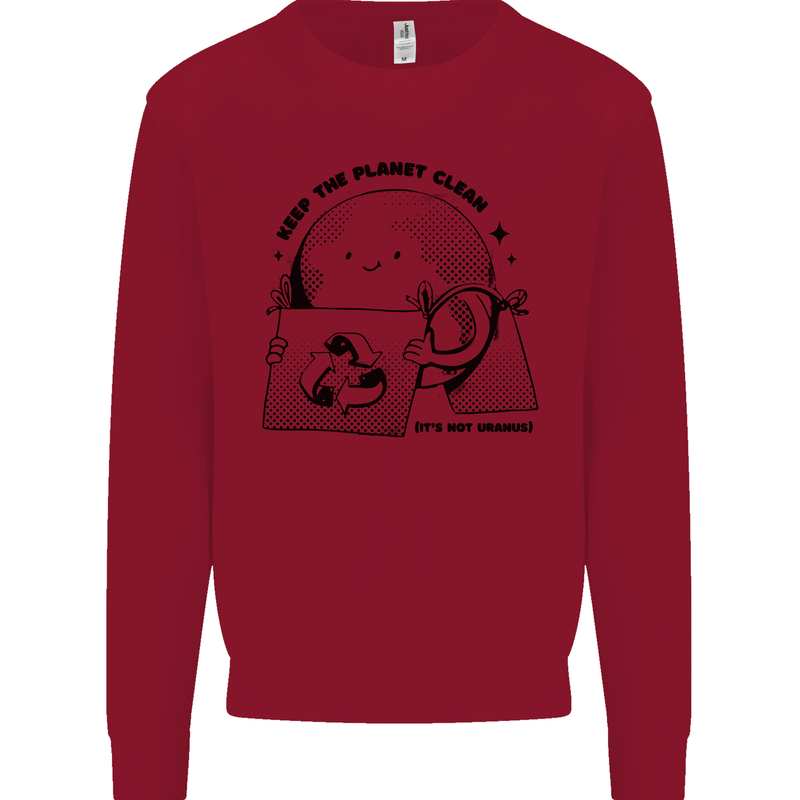 Funny Climate Change Keep the Planet Clean Kids Sweatshirt Jumper Red