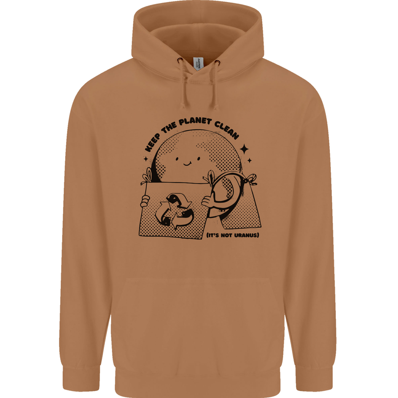 Funny Climate Change Keep the Planet Clean Mens 80% Cotton Hoodie Caramel Latte