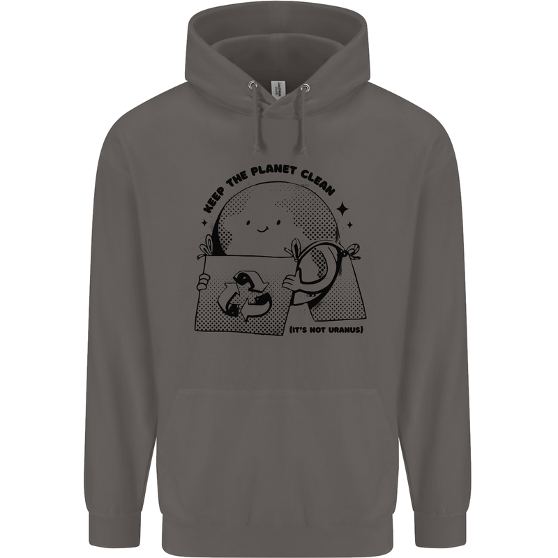 Funny Climate Change Keep the Planet Clean Mens 80% Cotton Hoodie Charcoal