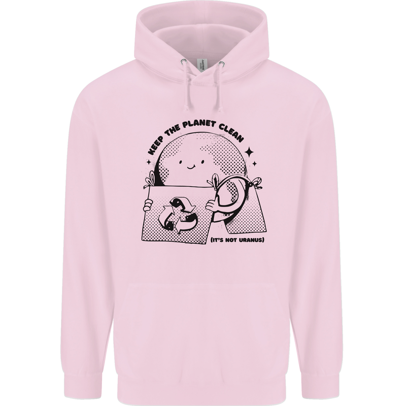 Funny Climate Change Keep the Planet Clean Mens 80% Cotton Hoodie Light Pink
