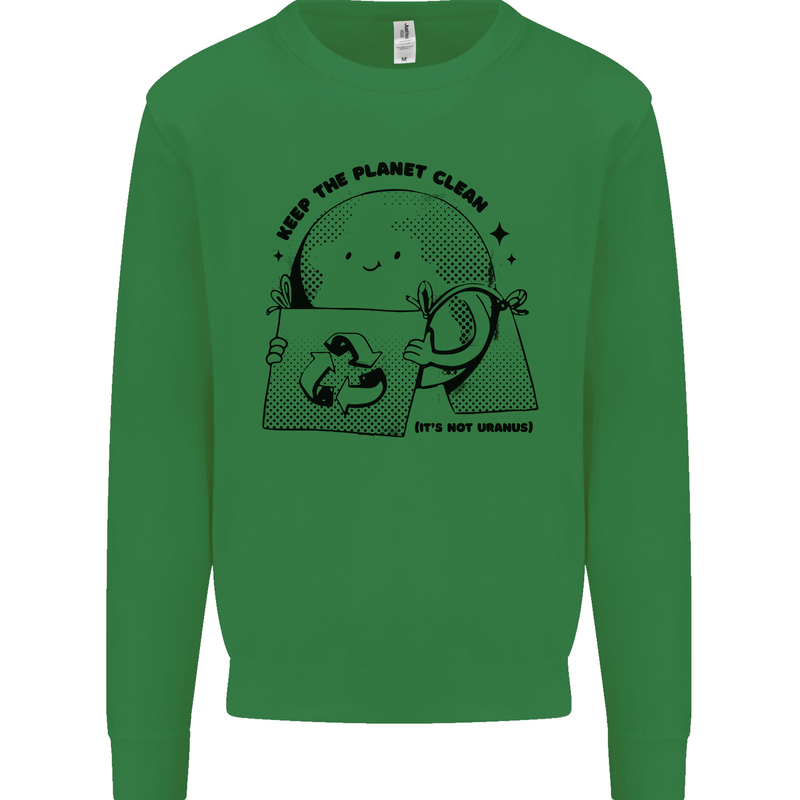 Funny Climate Change Keep the Planet Clean Mens Sweatshirt Jumper Irish Green