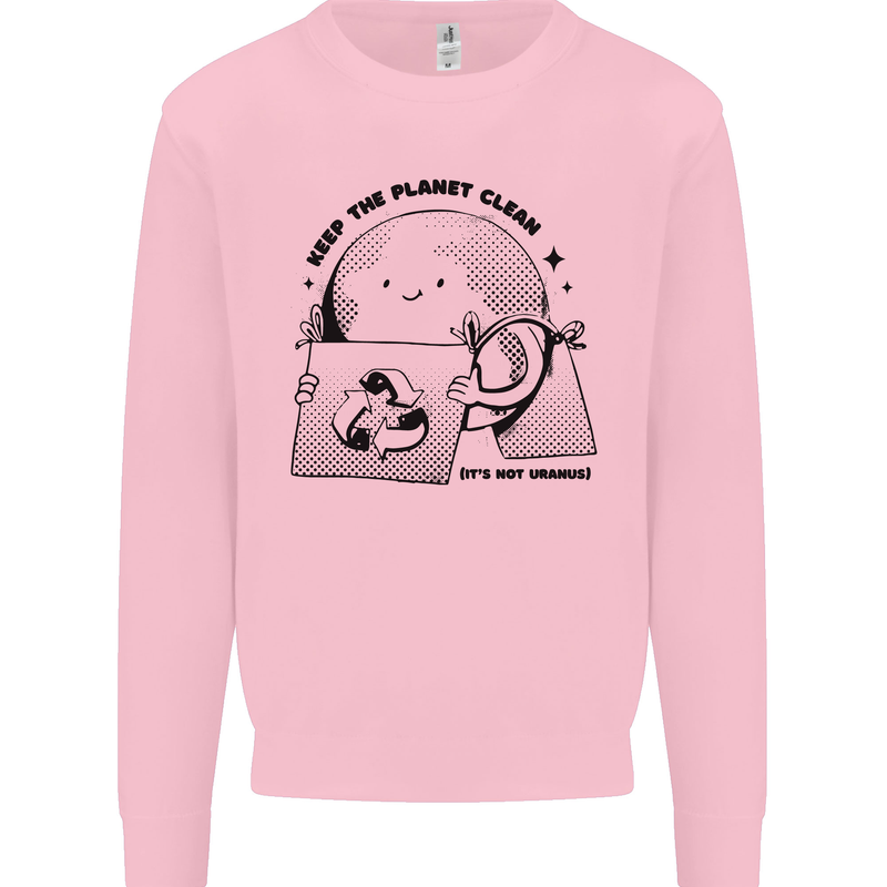 Funny Climate Change Keep the Planet Clean Mens Sweatshirt Jumper Light Pink