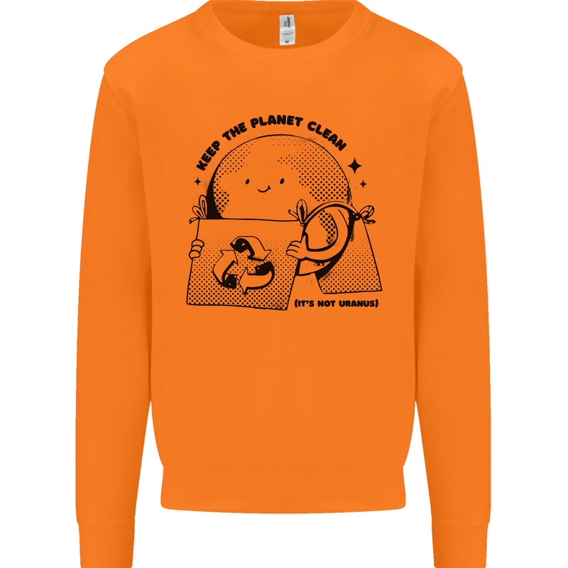 Funny Climate Change Keep the Planet Clean Mens Sweatshirt Jumper Orange