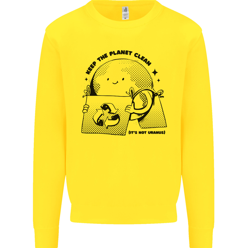 Funny Climate Change Keep the Planet Clean Mens Sweatshirt Jumper Yellow