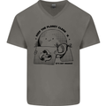 Funny Climate Change Keep the Planet Clean Mens V-Neck Cotton T-Shirt Charcoal