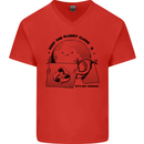 Funny Climate Change Keep the Planet Clean Mens V-Neck Cotton T-Shirt Red