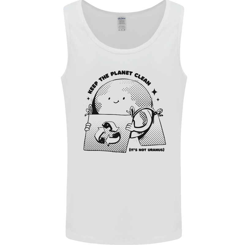 Funny Climate Change Keep the Planet Clean Mens Vest Tank Top White