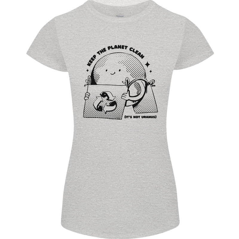 Funny Climate Change Keep the Planet Clean Womens Petite Cut T-Shirt Sports Grey