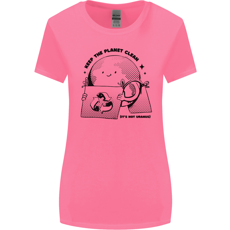 Funny Climate Change Keep the Planet Clean Womens Wider Cut T-Shirt Azalea