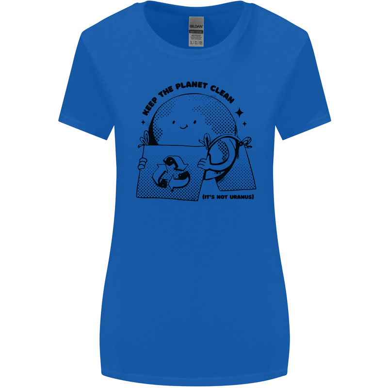 Funny Climate Change Keep the Planet Clean Womens Wider Cut T-Shirt Royal Blue