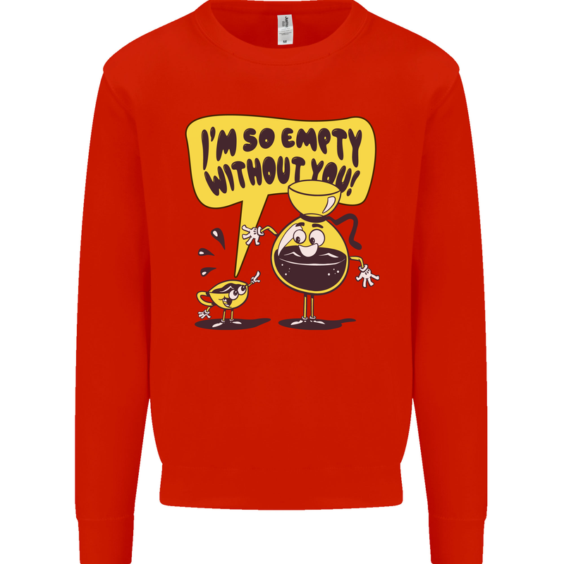 Funny Coffee Kids Sweatshirt Jumper Bright Red