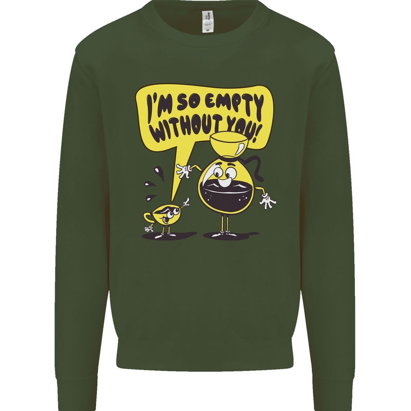 Funny Coffee Kids Sweatshirt Jumper Forest Green