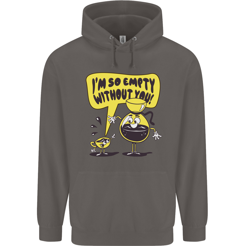 Funny Coffee Mens 80% Cotton Hoodie Charcoal