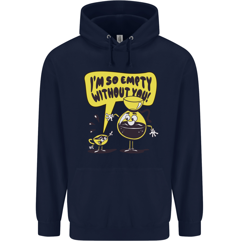 Funny Coffee Mens 80% Cotton Hoodie Navy Blue