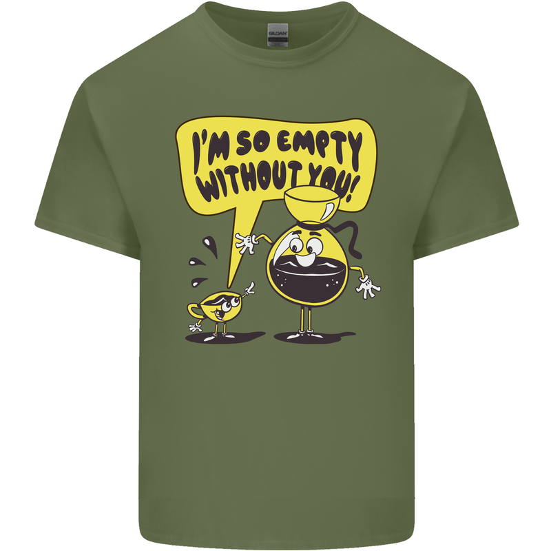 Funny Coffee Mens Cotton T-Shirt Tee Top Military Green