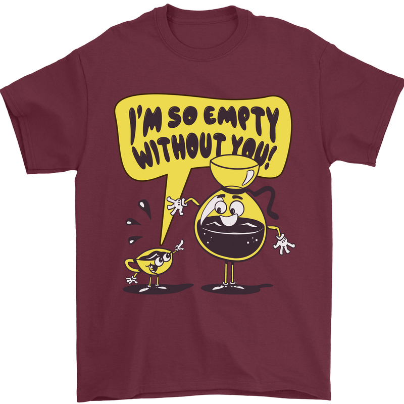 Funny Coffee Mens T-Shirt 100% Cotton Maroon