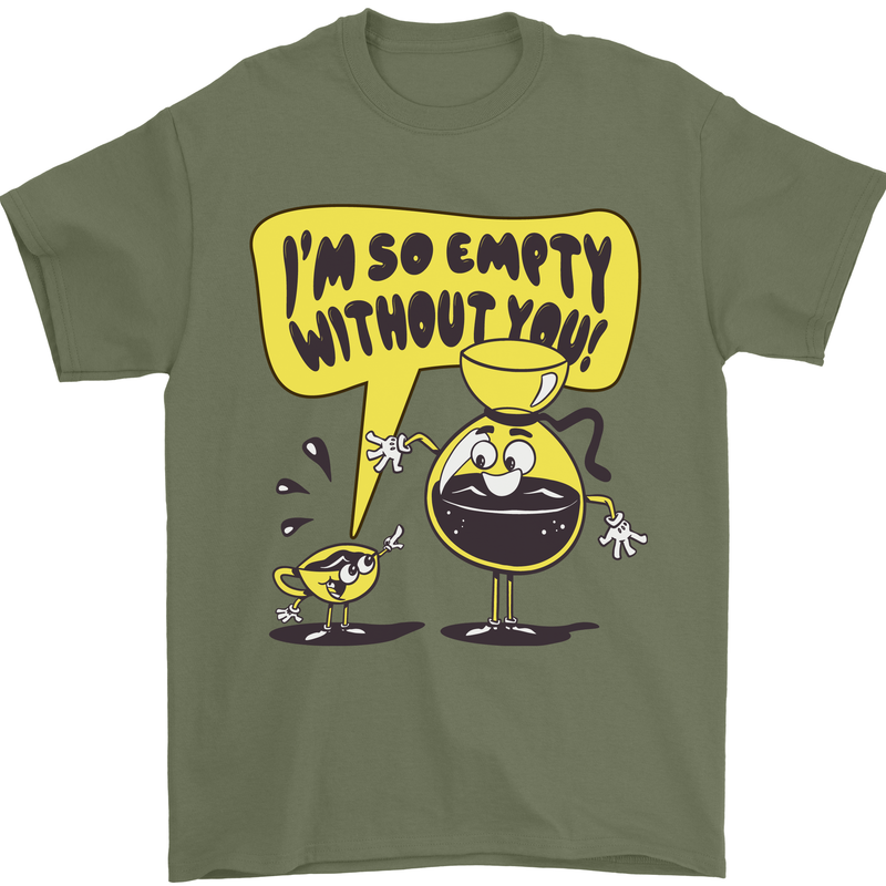 Funny Coffee Mens T-Shirt 100% Cotton Military Green