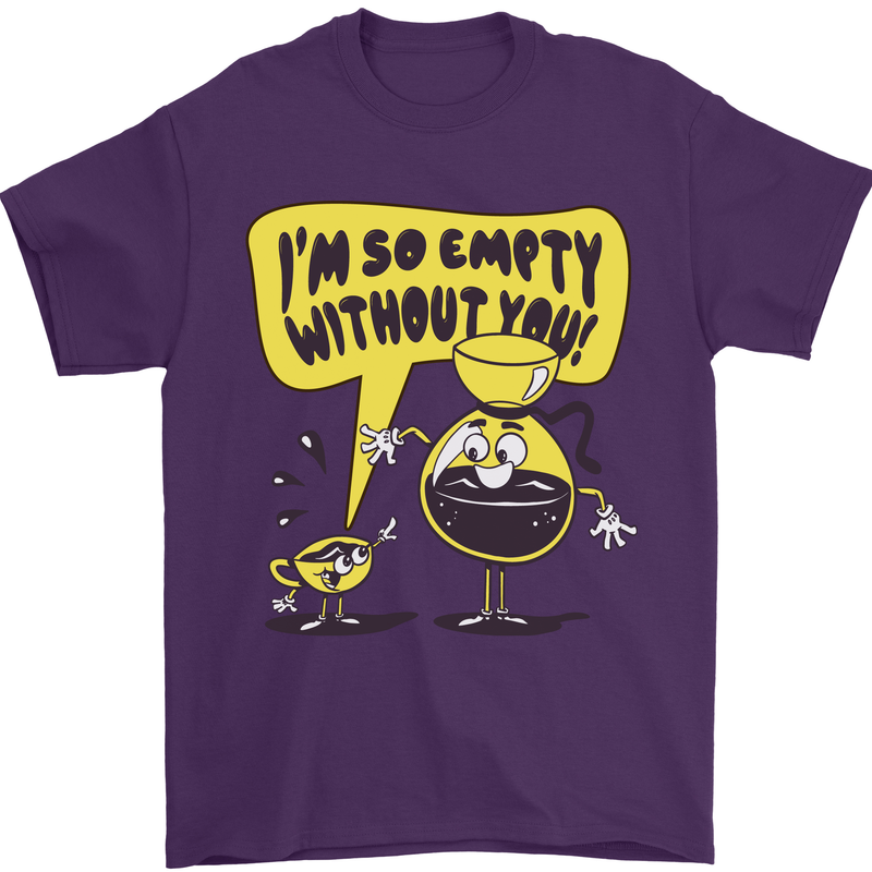 Funny Coffee Mens T-Shirt 100% Cotton Purple