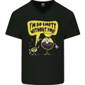 Funny Coffee Mens V-Neck Cotton T-Shirt Black