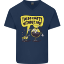 Funny Coffee Mens V-Neck Cotton T-Shirt Navy Blue