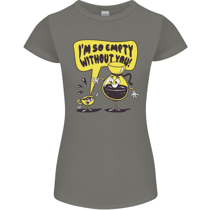 Funny Coffee Womens Petite Cut T-Shirt Charcoal