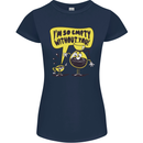 Funny Coffee Womens Petite Cut T-Shirt Navy Blue