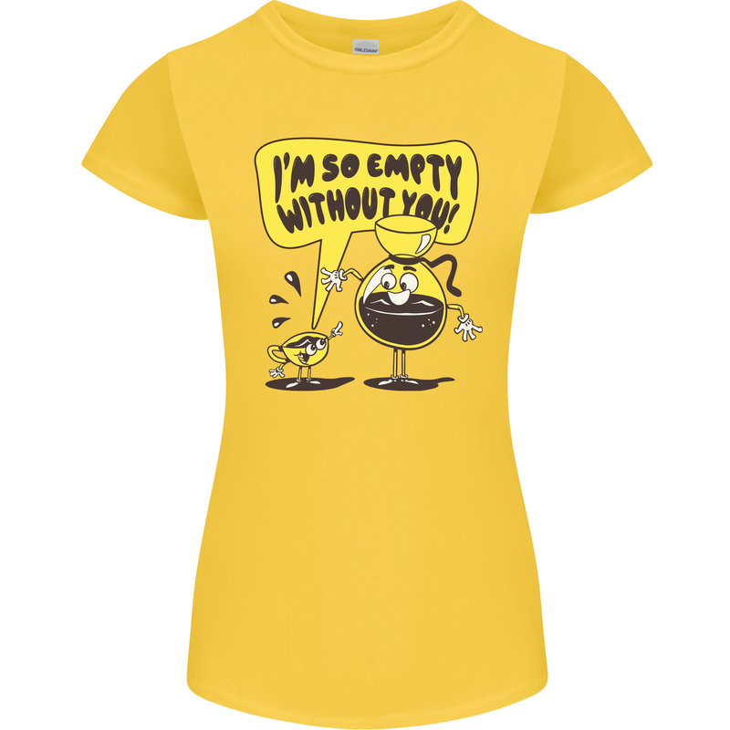 Funny Coffee Womens Petite Cut T-Shirt Yellow