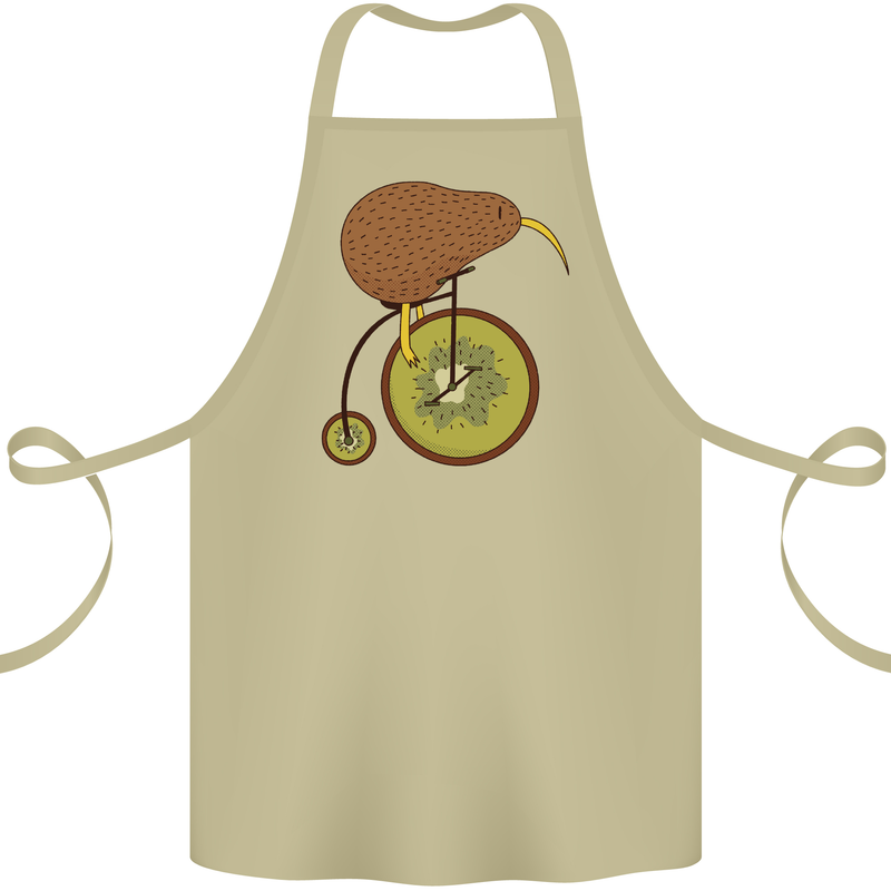Funny Cycling Kiwi Bicycle Bike Cotton Apron 100% Organic Khaki