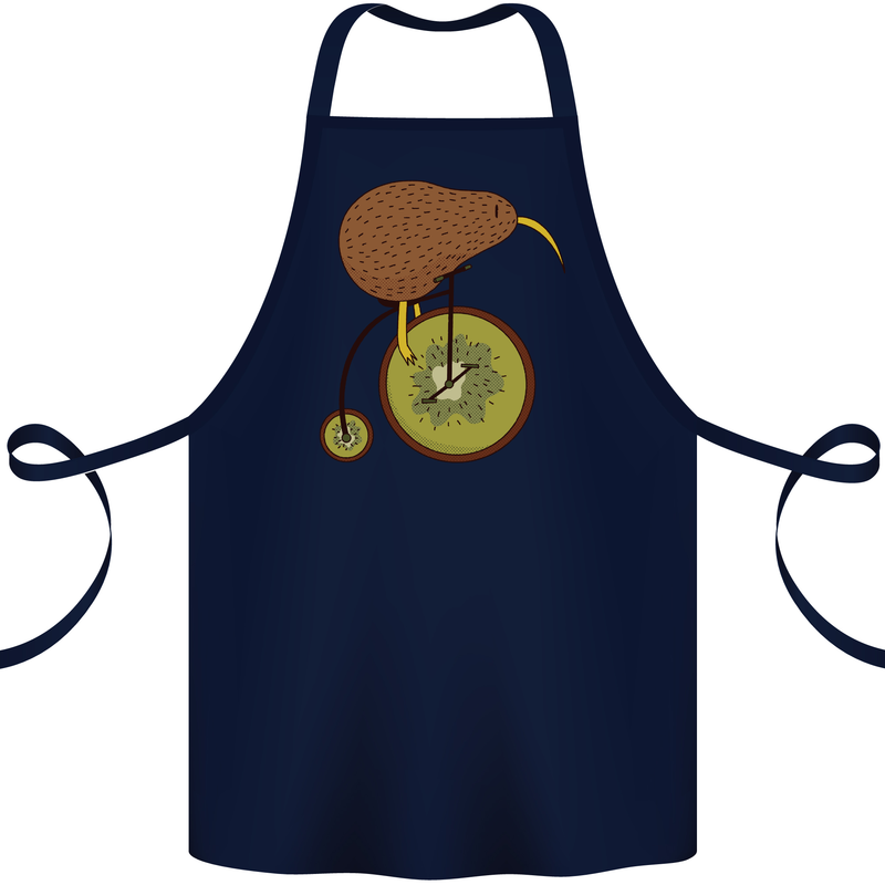 Funny Cycling Kiwi Bicycle Bike Cotton Apron 100% Organic Navy Blue