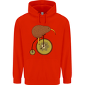 Funny Cycling Kiwi Bicycle Bike Mens 80% Cotton Hoodie Bright Red
