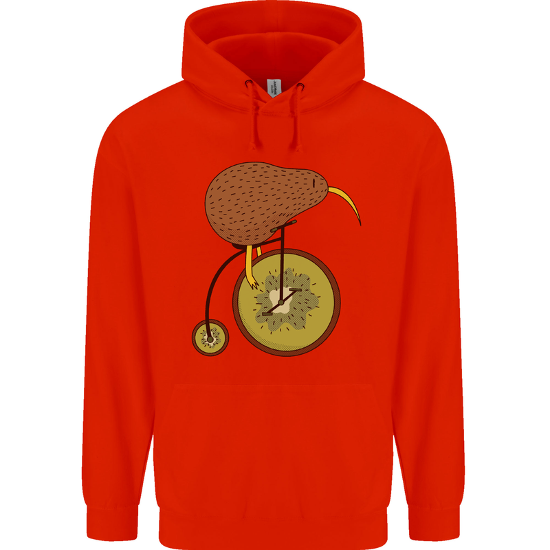 Funny Cycling Kiwi Bicycle Bike Mens 80% Cotton Hoodie Bright Red