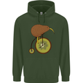 Funny Cycling Kiwi Bicycle Bike Mens 80% Cotton Hoodie Forest Green