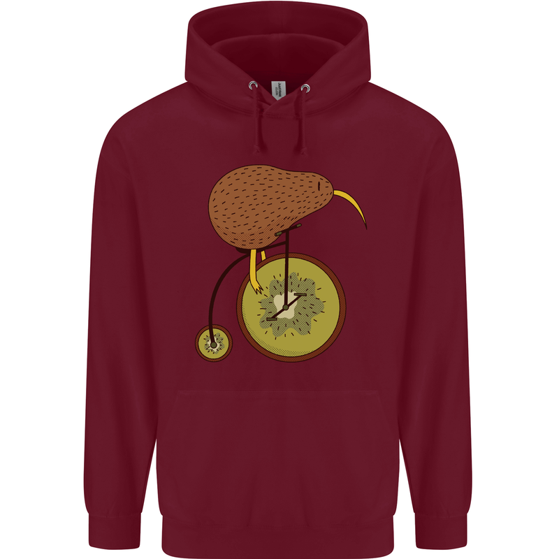 Funny Cycling Kiwi Bicycle Bike Mens 80% Cotton Hoodie Maroon