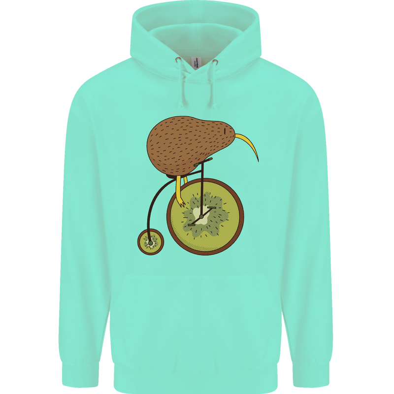Funny Cycling Kiwi Bicycle Bike Mens 80% Cotton Hoodie Peppermint