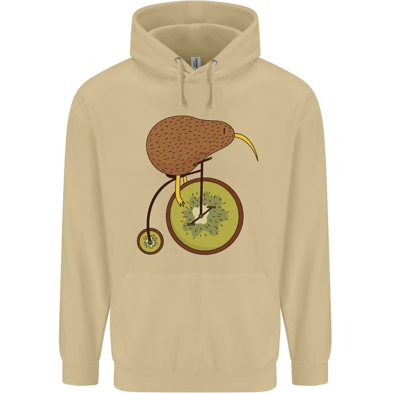 Funny Cycling Kiwi Bicycle Bike Mens 80% Cotton Hoodie Sand