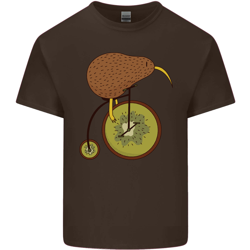 Funny Cycling Kiwi Bicycle Bike Mens Cotton T-Shirt Tee Top Dark Chocolate