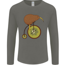 Funny Cycling Kiwi Bicycle Bike Mens Long Sleeve T-Shirt Charcoal