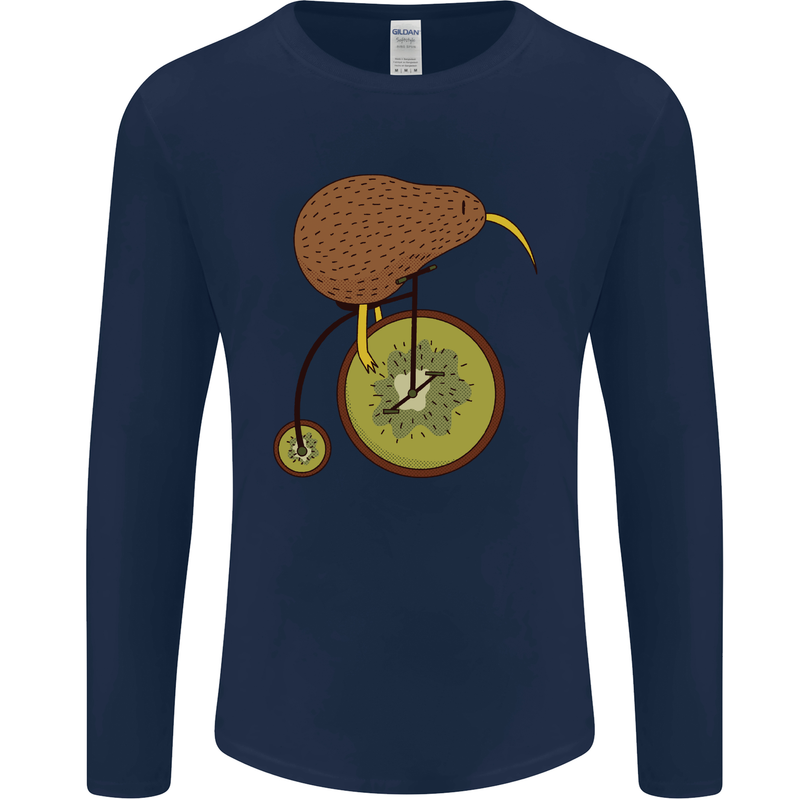 Funny Cycling Kiwi Bicycle Bike Mens Long Sleeve T-Shirt Navy Blue