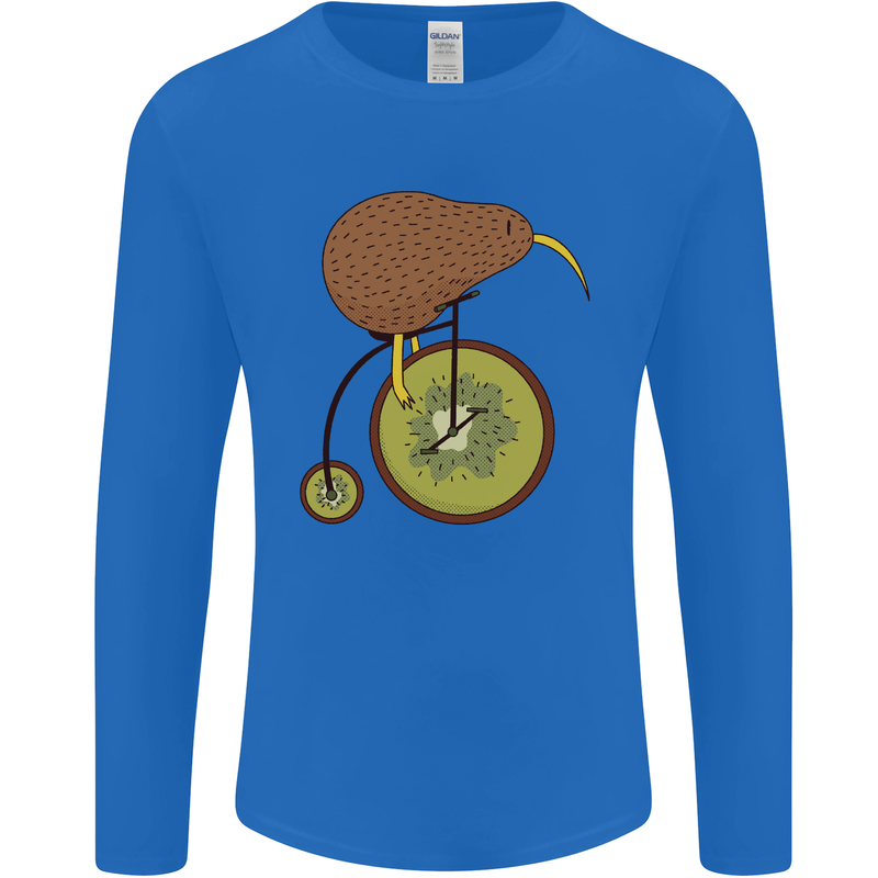 Funny Cycling Kiwi Bicycle Bike Mens Long Sleeve T-Shirt Royal Blue