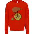 Funny Cycling Kiwi Bicycle Bike Mens Sweatshirt Jumper Bright Red