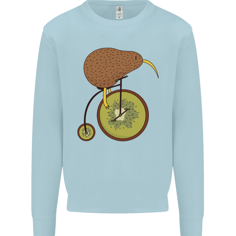 Funny Cycling Kiwi Bicycle Bike Mens Sweatshirt Jumper Light Blue