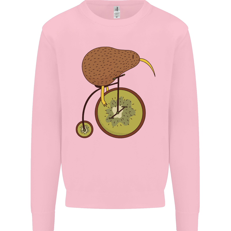 Funny Cycling Kiwi Bicycle Bike Mens Sweatshirt Jumper Light Pink
