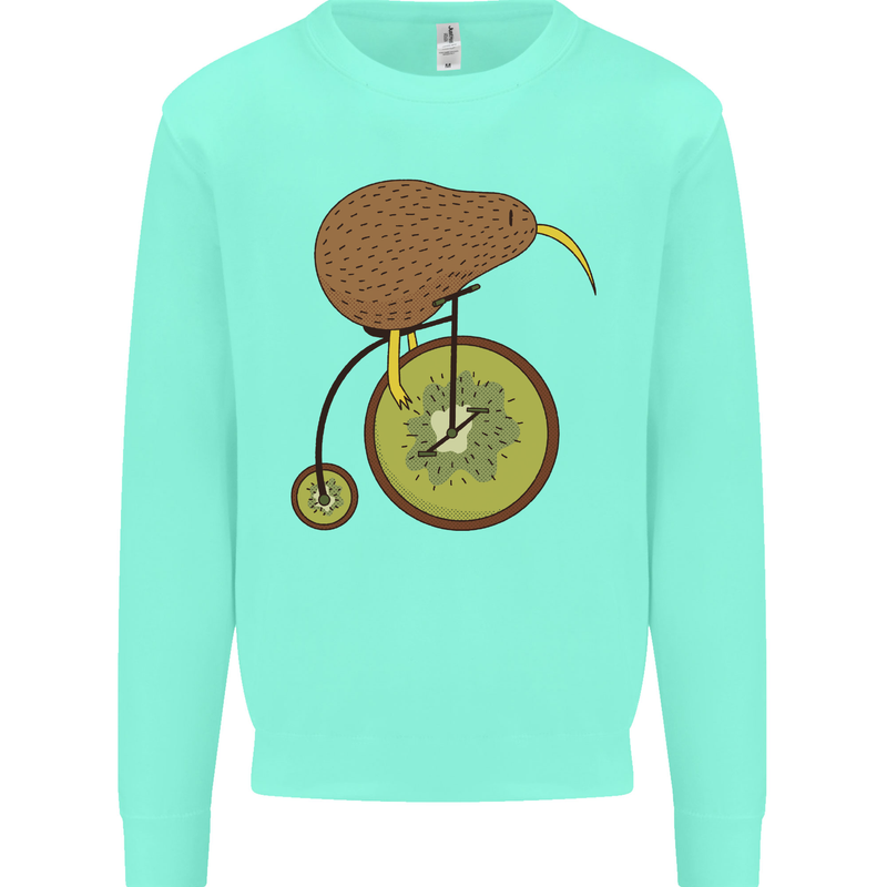Funny Cycling Kiwi Bicycle Bike Mens Sweatshirt Jumper Peppermint