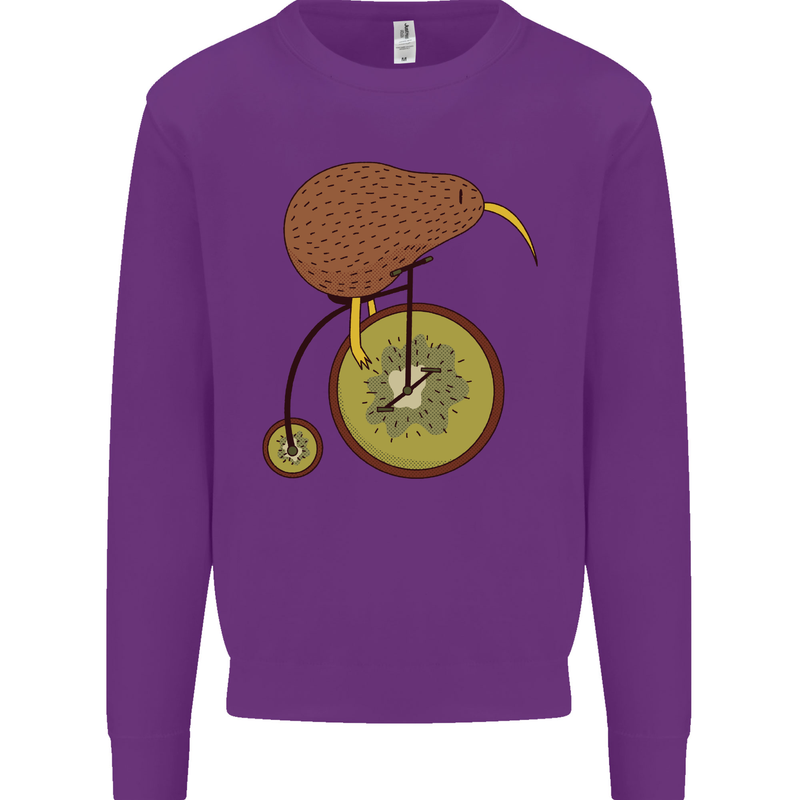 Funny Cycling Kiwi Bicycle Bike Mens Sweatshirt Jumper Purple