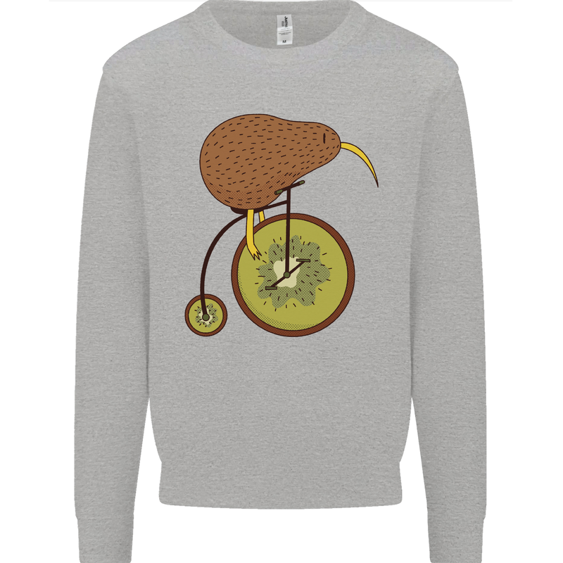 Funny Cycling Kiwi Bicycle Bike Mens Sweatshirt Jumper Sports Grey