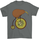 Funny Cycling Kiwi Bicycle Bike Mens T-Shirt Cotton Gildan Charcoal