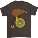 Funny Cycling Kiwi Bicycle Bike Mens T-Shirt Cotton Gildan Dark Chocolate