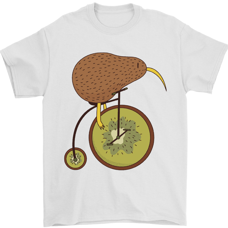 Funny Cycling Kiwi Bicycle Bike Mens T-Shirt Cotton Gildan White