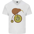Funny Cycling Kiwi Bicycle Bike Mens V-Neck Cotton T-Shirt White